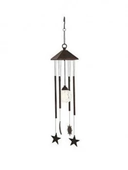 Image of Smart Solar Sun, Moon And Stars Windchime And Light