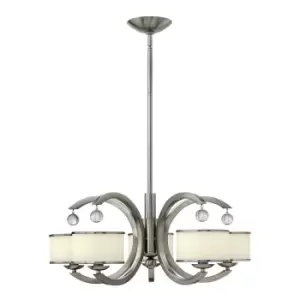 image of Monaco 5 Light Multi Arm Chandelier Brushed Nickel Finish, E14