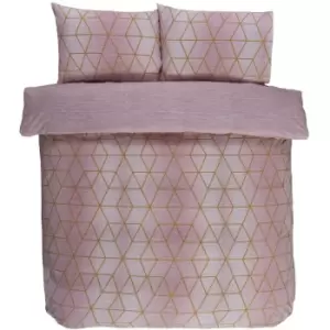 image of Calvin Blush King Size Duvet Cover Set, Modern Reversible Bedding Bed Quilt Set - Blush