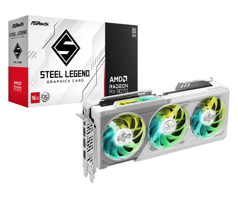Image of ASRock AMD Radeon RX 9070 Steel Legend 16GB GDDR6 Graphics Card - 90-GA5EZZ-00UANF