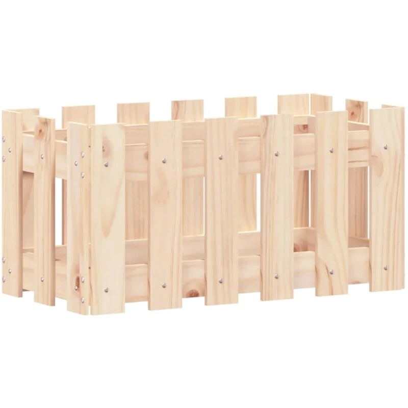 Image of vidaXL Planter w/ Fence Design 60x30x30cm Solid Wood Pine, Brown 832467