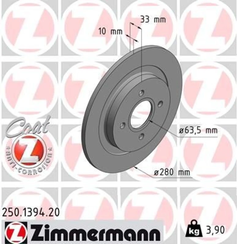 Image of ZIMMERMANN Brake disc ZIMMERMANN 250.1394.20