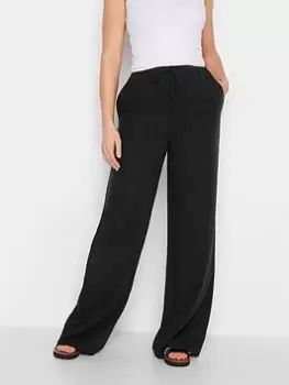 Image of Long Tall Sally Black Wide Leg Linen Trouser 36", Black, Size 12, Women