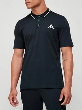 Image of adidas Tip Collar Bos Pique Polo - Black/White, Size L, Men