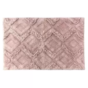 Image of The Linen Yard Diamond Tufted Bath Mat (One Size) (Blush)