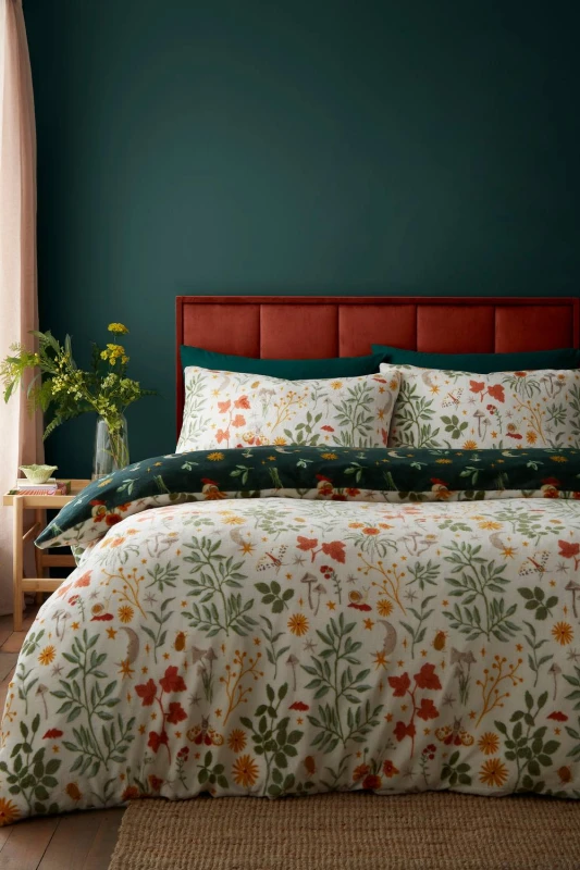 Image of Fusion 'Botanical Mushrooms' Soft Fleece Duvet Cover Set in Natural Size: Single Natural Unisex Single