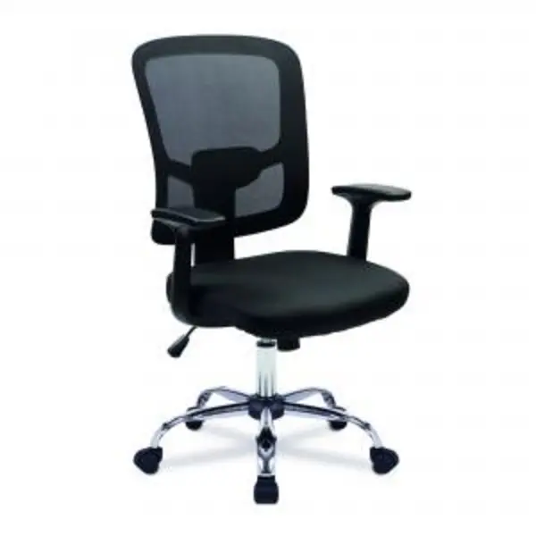 image of Crusader Medium Back Mesh Armchair with Black Frame and Chrome Base NTDSBCMS550BK