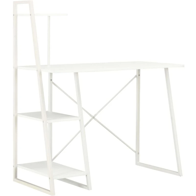 Image of vidaXL Computer Desk with Shelving Unit White Laptop Desk Study Workstation