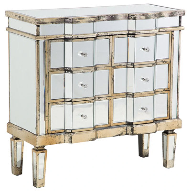 Image of Beliani 6 Drawer Chest Mozela Mirrored Silver