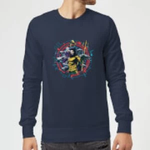Image of Aquaman Circular Portrait Sweatshirt - Navy - 3XL