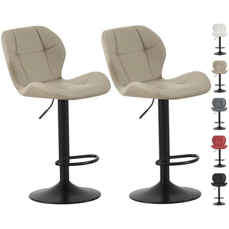 Image of MCC Direct Set of 2 Height Adjustable Kitchen Bar Stools Breakfast Chairs with Footrest Stella in Brown Brown Unisex