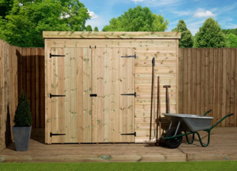 Image of Empire Sheds Empire 4000 Pent 7X4 Pressure Treated Tongue And Groove Wooden Garden Shed Double Door Left (7' X 4' / 7ft X 4ft) (7X4)