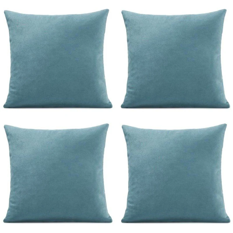 Image of Alan Symonds Set of 4 Plain Chenille Velvet Cushions Teal unisex 45x45cm
