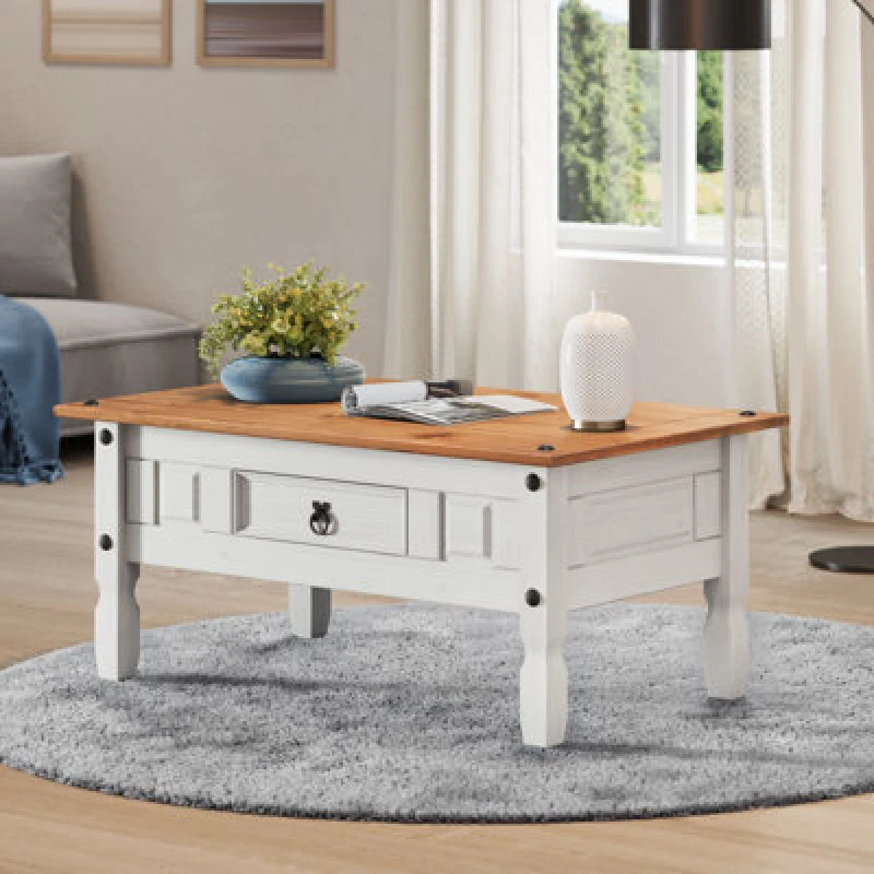 Image of MERCERS FURNITURE Mercers Furniture - Corona White 1 Drawer Coffee Table WHTWAX22