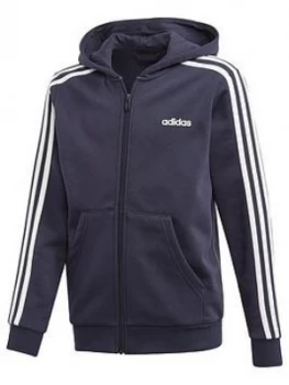 adidas Boys 3-Stripes Full Zip Hoodie - Navy, Size 9-10 Years