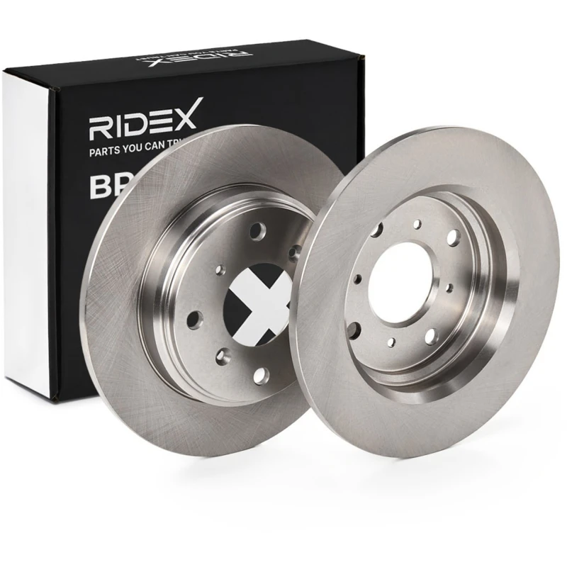 Image of RIDEX 82B1016 Brake disc Rear Axle, solid, Cast Iron, Uncoated, Untreated, without bolts/screws Cast Iron Brake Disc (82)