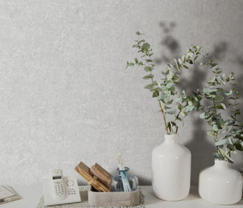 Image of Erismann Wallpaper Erismann Dash Plain Soft Grey Vinyl Wallpaper Grey
