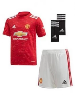 Image of Boys, Adidas Manchester United Infant 20/21 Home Mini Kit, Red, Size 5-6 Years