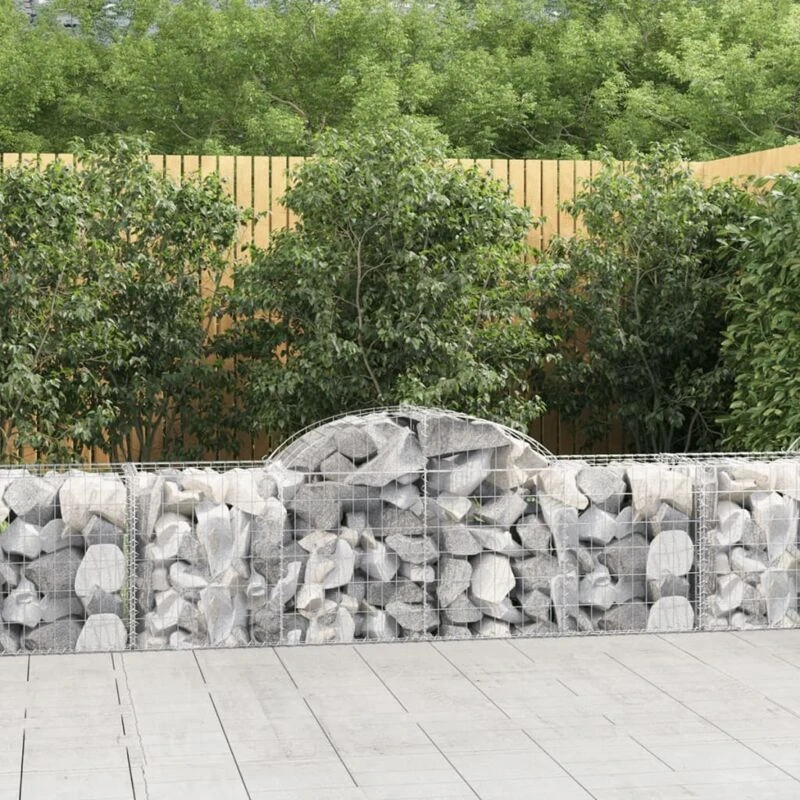 Image of VIDAXL Arched Gabion Baskets 9 pcs 200x50x60/80cm Galvanised Iron Vidaxl 8720845568689