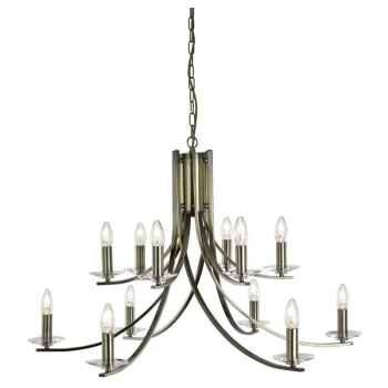 image of Searchlight Ascona - 12 Light Chandelier Antique Brass Finish, E14