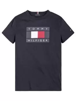 image of Tommy Hilfiger Boys Global Stripe Flag T-Shirt - Navy, Size 4 Years