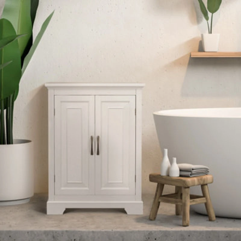 Image of Teamson Home Freestanding Bathroom Storage Cabinet With Adjustable Shelves