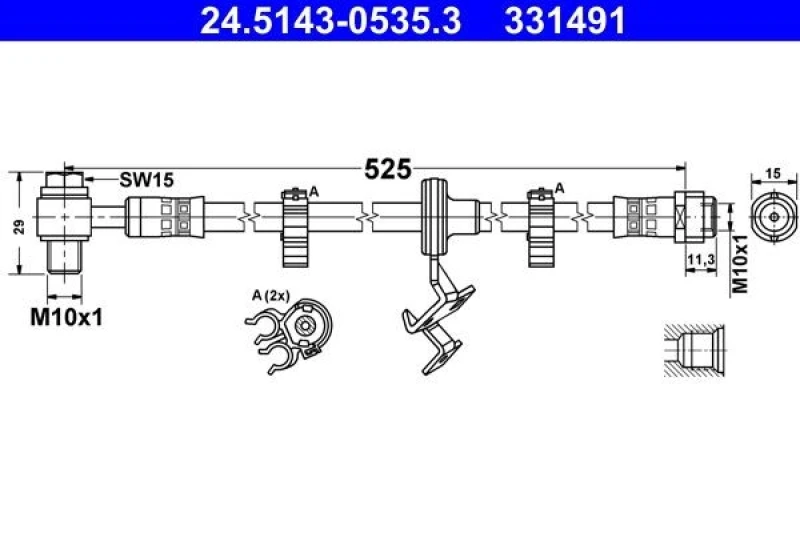 Image of ATE 24.5143-0535.3 Brake Hose Brake Hose (83)