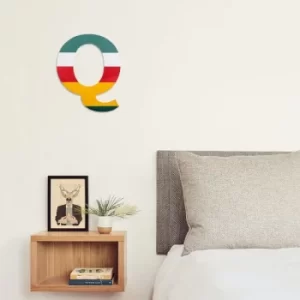 Image of Alphabet Q 2 Multicolor Decorative Wooden Wall Accessory