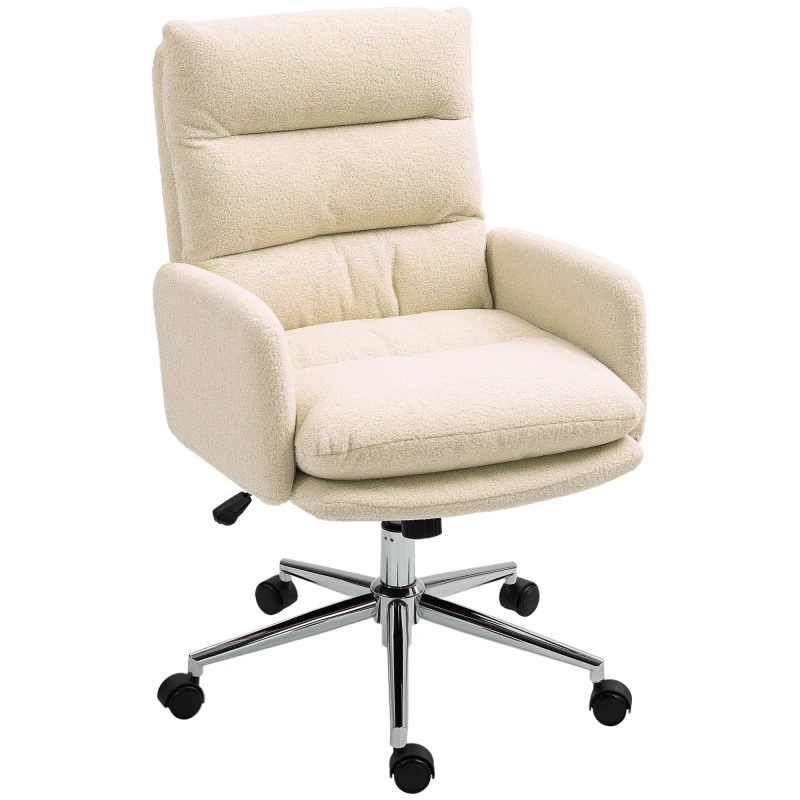 Image of HOMCOM Upholstered Desk Chair with Height Adjustable - Cream TJ Hughes 5063603034167