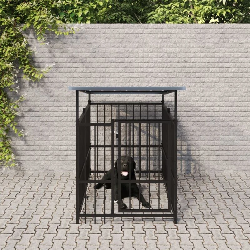 Image of VIDAXL Outdoor Dog Kennel with Roof Steel 1.88 m² Vidaxl 3124588