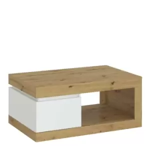 Image of Luci 1 Drawer Coffee Table In White And Oak Effect