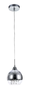 Image of Iceberg Dome Ceiling Pendant Lamp Nickel & Crystal, 1 Light, E14