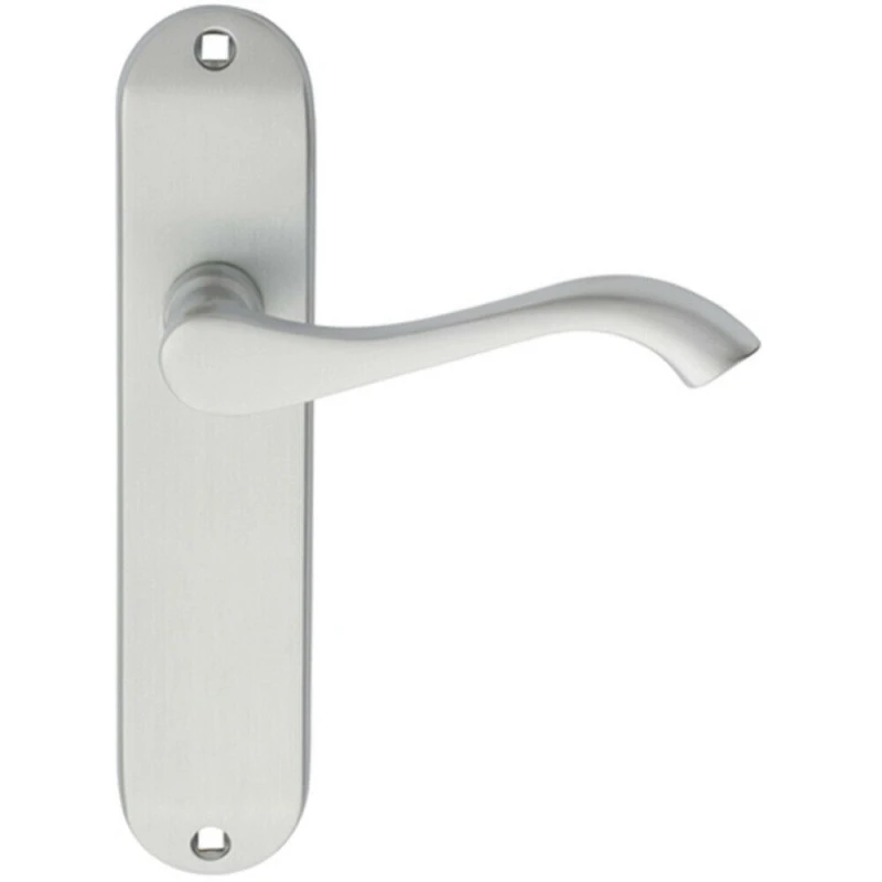 Image of Loops PAIR Curved Handle on Chamfered Latch Backplate 180 x 40mm Satin Chrome Multi