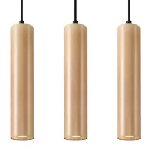 Image of Lino Triple Hanging Pendant Light Natural Wood GU10