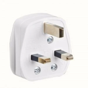 image of Greenbrook 13A White Plastic Electrical Safety UK Mains 3 Pin Plug Top