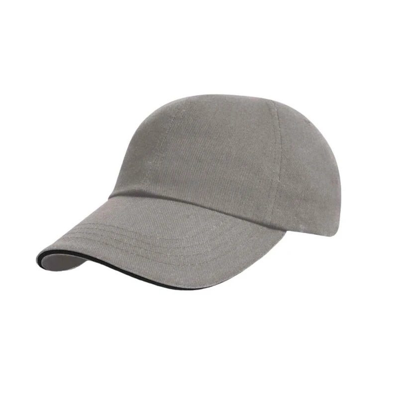 Image of Result Womens Heavy Brushed Cotton Sandwich Peak Baseball Cap in Mid Grey Mid Grey Female One Size