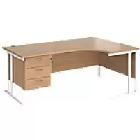 image of Dams International Right Hand Ergonomic Desk MC18ERP3WHB 1,800 x 1,200 x 725 x 800 - 990 mm