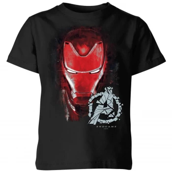 image of Avengers Endgame Iron Man Brushed Kids T-Shirt - Black - 7-8 Years