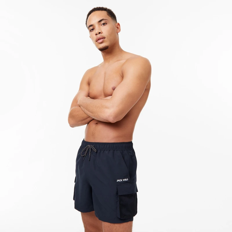 Image of Jack Wills Cargo Swim Shorts - Black S