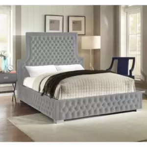 Image of Yanis Bed Small Double Plush Velvet Silver