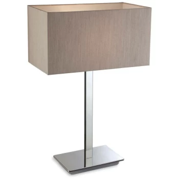 image of Prince - 1 Light Table Lamp Polished S/Steel, Oyster, E27 - Firstlight