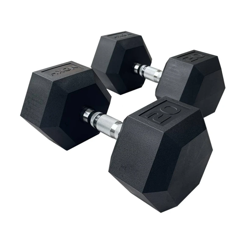 Image of HXGN 2 x 20kg Pro Hex Dumbbells (Pair) in Black Unisex 20kg