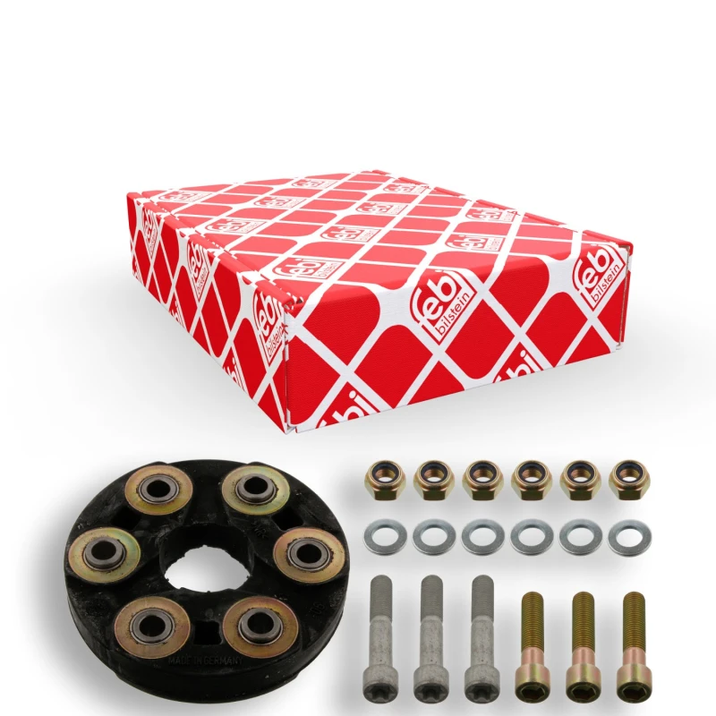 Image of FEBI BILSTEIN 03643 Drive Shaft Coupler with washers, with nuts, Front, Ø: 140mm, Bolt Hole Circle Ø: 100mm, OE Turbo NEW Joint,propeller shaft (1427