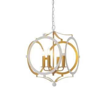 image of Vicenza 4 Light Ceiling Pendant Matt White & Gold Paint