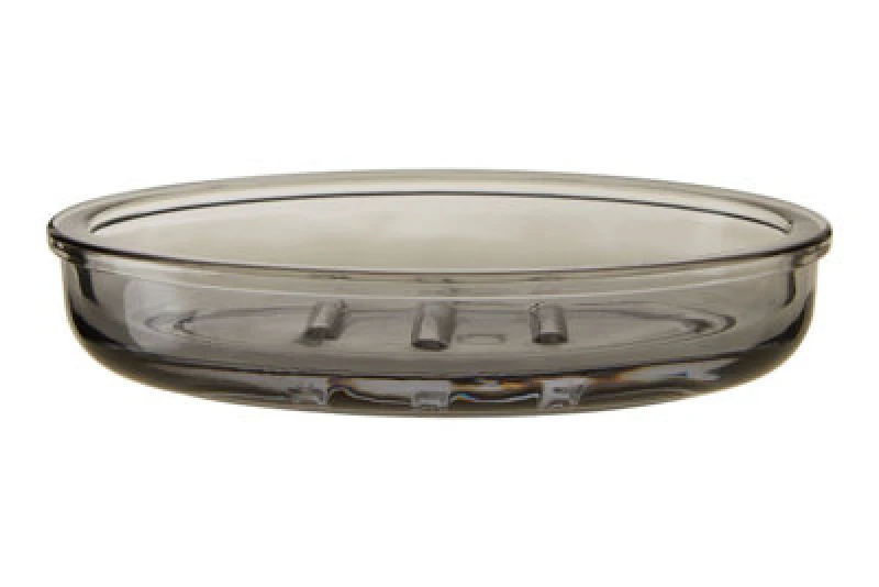 Image of Premier Housewares Ridley Glass Soap Dish, Smoky Glass Clear