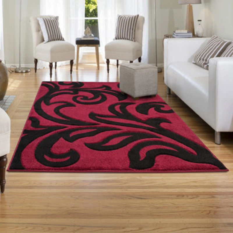 Image of Smart Living Smart Living Modern Hand Carved Soft Thick Area Rug - Florence in Red Size: 60cm x 110cm Red 60cm x 110cm Unisex 8680504110164