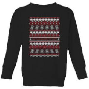 Image of Star Wars On The Naughty List Pattern Kids Christmas Sweatshirt - Black - 11-12 Years