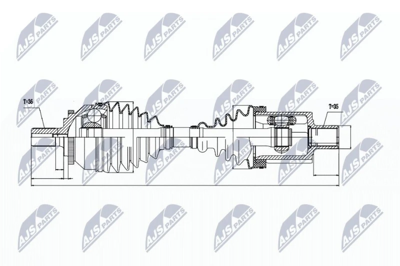 Image of NTY NPW-VV-018 Drive shaft Automatic Transmission, Front Axle Left Drive Shaft (13)