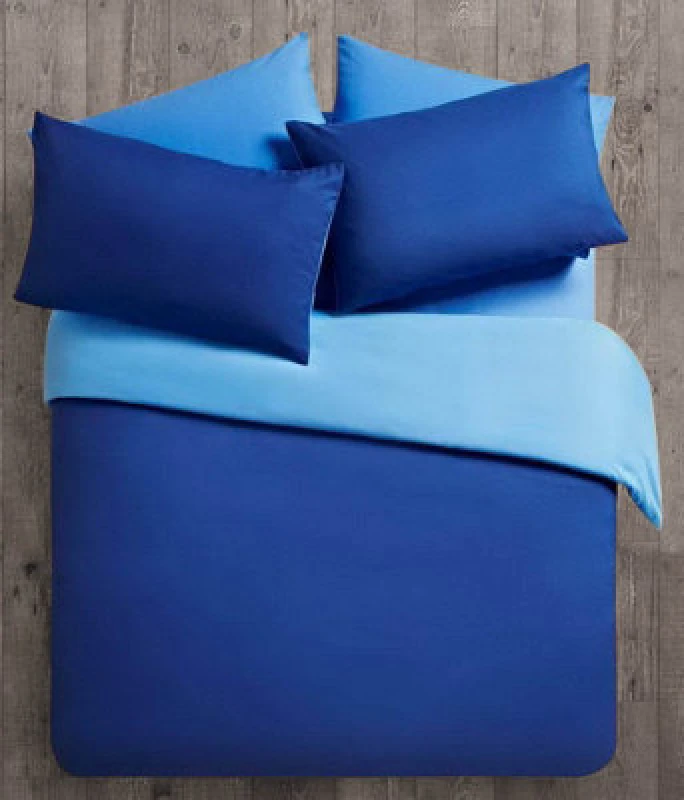 Image of Velosso Plain Teddy Warm & Cosy Duvet Cover & Pillowcase Set in Blue Size: Single Blue Unisex Single