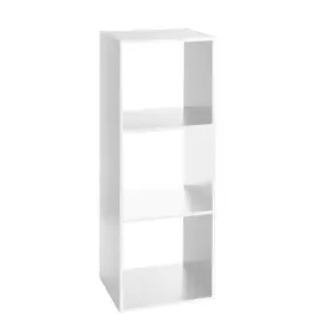 image of 3 Divide Wooden Bookcase White